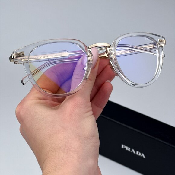 Prada Men BRAND NEW Sunglasses Crystal Photochromic Grey Blue Light Oval PR17YS
